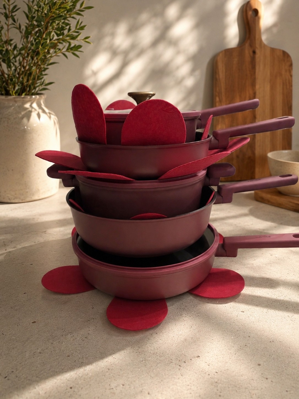 NWT 17 Pc Carote Magenta Nonstick Cookware Set with Matching Utensils